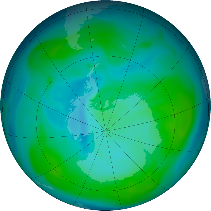 Antarctic ozone map for 08 January 2006